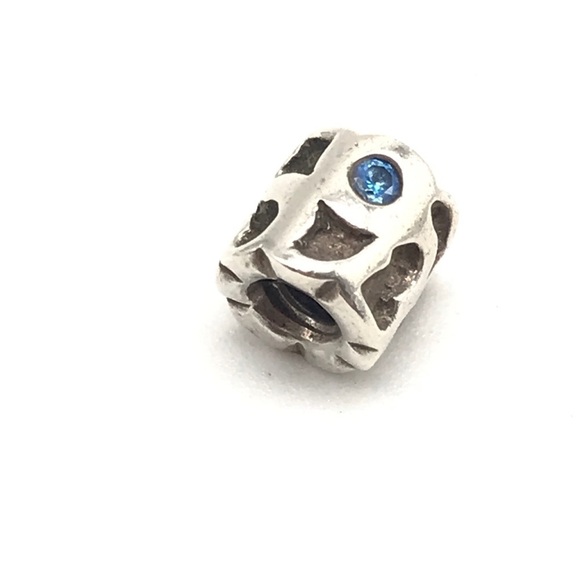 Pandora Blue CZ Cut Out Barrel Bead Charm - Picture 2 of 4